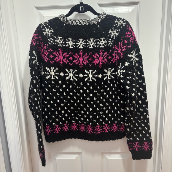 J Crew Jacquard Faie isle sweater Black,Small, Preppy. Cabincore, Wool, Holiday - Picture 3 of 16